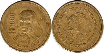 coin Mexico 1000 pesos 1989