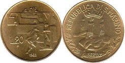 coin San Marino 20 lire 1982