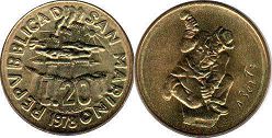 coin San Marino 20 lire 1978
