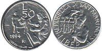coin San Marino 50 lire 1994