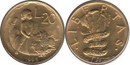 coin San Marino 20 lire 1995