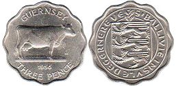 coin Guernsey 3 pence 1956