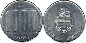 coin Argentina 1000 australes 1990