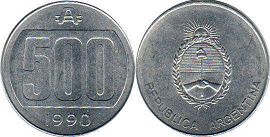 coin Argentina 500 australes 1990