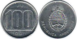 coin Argentina 100 australes 1990