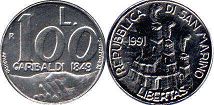 coin San Marino 100 lire 1991