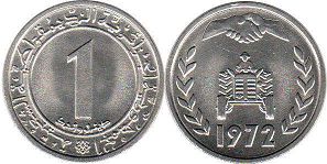 coin 1 dinar Algeria 1972