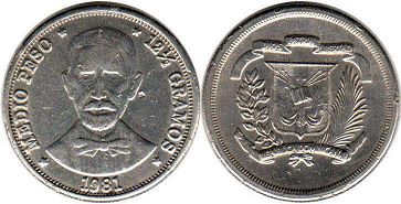 coin Dominican Republic 1/2 peso 1981