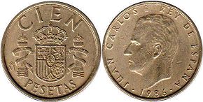 coin Spain 100 pesetas 1986