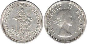 old coin South Africa 1 shilling 1958