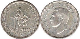 old coin South Africa 1 shilling 1951