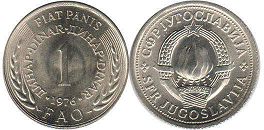 coin Yugoslavia 1 dinar 1976