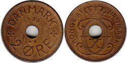coin Denmark 2 ore 1939