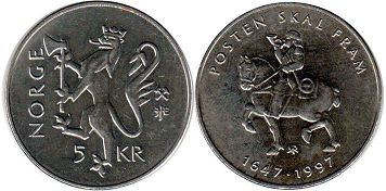 coin Norway 5 kroner 1997
