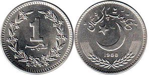 coin Pakistan 1 rupee 1988