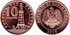 coin South Sudan 10 piasters 2015