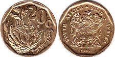 coin South Africa 20 cents 1995