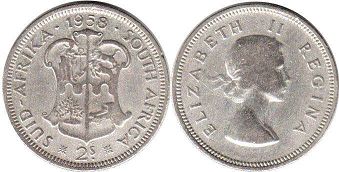 old coin South Africa 2 shillings 1958
