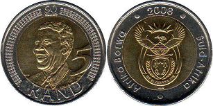coin South Africa 5 rand 2008