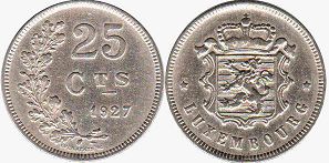 coin Luxembourg 25 centimes 1927