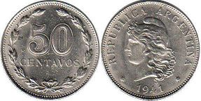 coin Argentina 50 centavos 1941