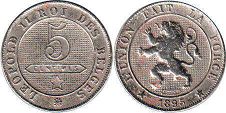 coin Belgium 5 centimes 1895