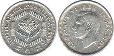 old coin South Africa 6 pence 1938