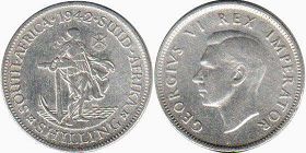 old coin South Africa 1 shilling 1942