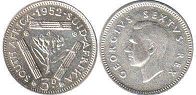 old coin South Africa 3 pence 1952