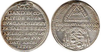 coin Salzburg 1/4 taler 1682