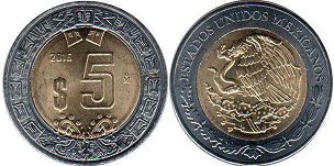 coin Mexico 5 pesos 2016