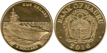 coin Nauru 5 dollars 2016