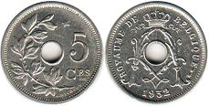 coin Belgium 5 centimes 1932