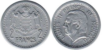 coin Monaco 2 francs no date (1943)