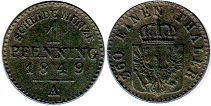 coin Prussia 1 pfennig 1849
