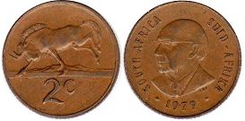 coin South Africa 2 cents 1979