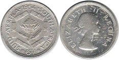 old coin South Africa 6 pence 1954