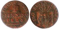 coin Prussia 1 pfennig 1826