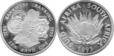 coin South Africa 1 rand 1993