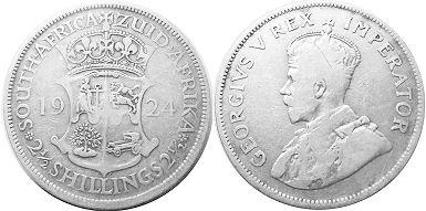 old coin South Africa 2,5 shillings 1924
