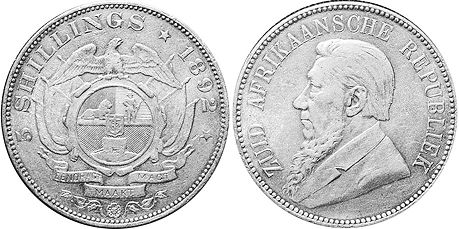 old coin South Africa 5 shillings 1892