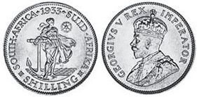 old coin South Africa 1 shilling 1933