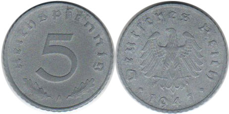 Coin Besatzungszeit in Deutschland 5 ReichsPfennig 1947