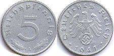 coin Nazi Germany 5 pfennig 1941 WW2