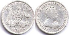 australian coin 6 pence 1910 silver