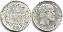 coin Denmark 16 skilling 1857