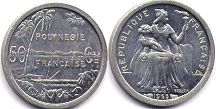 coin French Polynesia 50 centimes 1965