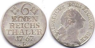 coin Prussia 1/6 taler 1767