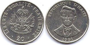 coin Haiti 20 centimes 1991