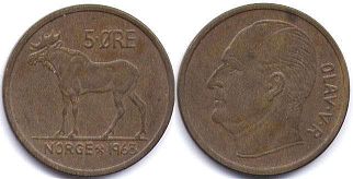 coin Norway 5 ore 1963